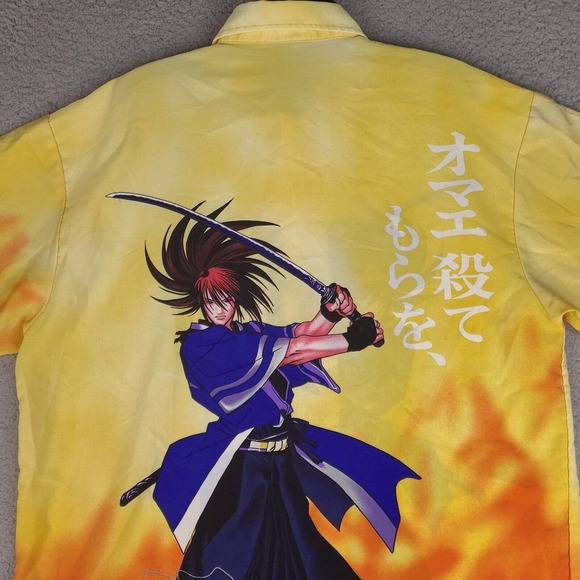 B Down Brand Vintage Shirt Mens Large Japanese Anime Samurai Button Down - Picture 9 of 16